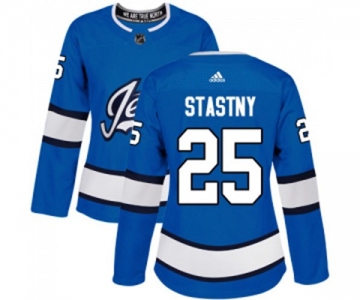 Women Adidas Winnipeg Jets #25 Paul Stastny Authentic Blue Alternate NHL Jersey