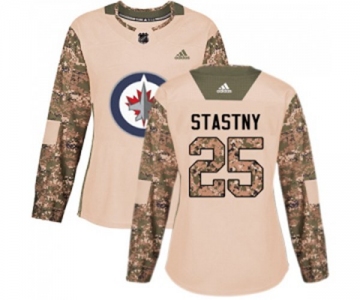 Women Adidas Winnipeg Jets #25 Paul Stastny Authentic Camo Veterans Day Practice NHL Jersey