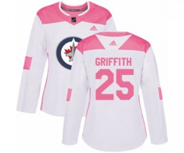 Women Adidas Winnipeg Jets #25 Seth Griffith Authentic White Pink Fashion NHL Jersey