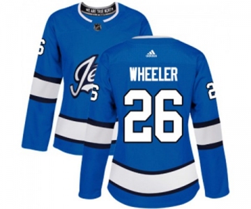 Women Adidas Winnipeg Jets #26 Blake Wheeler Authentic Blue Alternate NHL Jersey