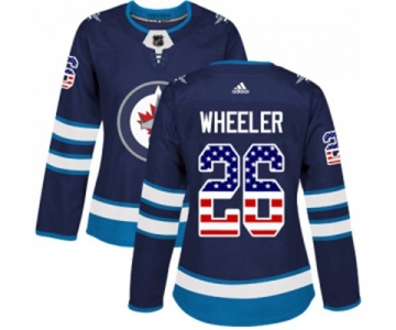 Women Adidas Winnipeg Jets #26 Blake Wheeler Authentic Navy Blue USA Flag Fashion NHL Jersey