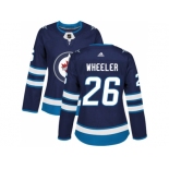 Women Adidas Winnipeg Jets #26 Blake Wheeler Navy Blue Home Authentic Stitched NHL Jersey