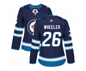 Women Adidas Winnipeg Jets #26 Blake Wheeler Navy Blue Home Authentic Stitched NHL Jersey