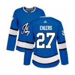 Women Adidas Winnipeg Jets #27 Nikolaj Ehlers Authentic Blue Alternate NHL Jersey