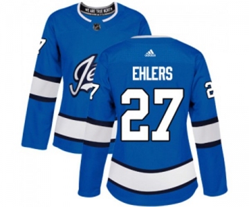 Women Adidas Winnipeg Jets #27 Nikolaj Ehlers Authentic Blue Alternate NHL Jersey