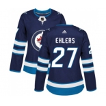 Women Adidas Winnipeg Jets #27 Nikolaj Ehlers Authentic Navy Blue Home NHL Jersey