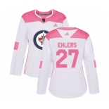 Women Adidas Winnipeg Jets #27 Nikolaj Ehlers Authentic White Pink Fashion NHL Jersey