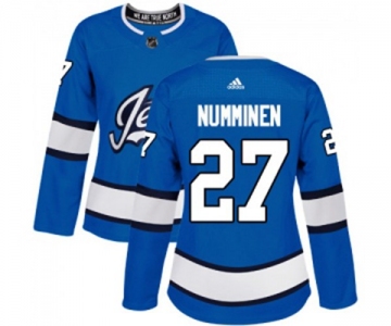 Women Adidas Winnipeg Jets #27 Teppo Numminen Authentic Blue Alternate NHL Jersey