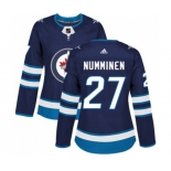 Women Adidas Winnipeg Jets #27 Teppo Numminen Authentic Navy Blue Home NHL Jersey