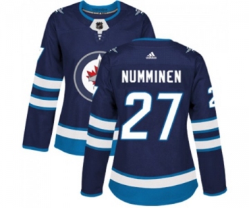 Women Adidas Winnipeg Jets #27 Teppo Numminen Authentic Navy Blue Home NHL Jersey