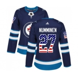 Women Adidas Winnipeg Jets #27 Teppo Numminen Authentic Navy Blue USA Flag Fashion NHL Jersey