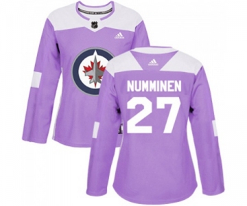 Women Adidas Winnipeg Jets #27 Teppo Numminen Authentic Purple Fights Cancer Practice NHL Jersey