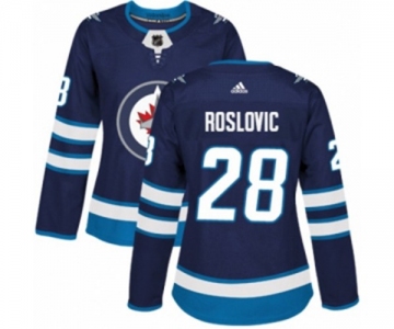 Women Adidas Winnipeg Jets #28 Jack Roslovic Authentic Navy Blue Home NHL Jersey