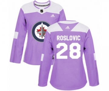 Women Adidas Winnipeg Jets #28 Jack Roslovic Authentic Purple Fights Cancer Practice NHL Jersey