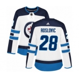 Women Adidas Winnipeg Jets #28 Jack Roslovic Authentic White Away NHL Jersey