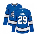 Women Adidas Winnipeg Jets #29 Patrik Laine Authentic Blue Alternate NHL Jersey