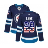 Women Adidas Winnipeg Jets #29 Patrik Laine Authentic Navy Blue USA Flag Fashion NHL Jersey