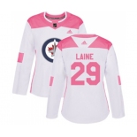 Women Adidas Winnipeg Jets #29 Patrik Laine Authentic White Pink Fashion NHL Jersey