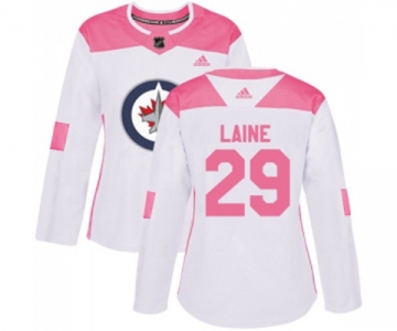 Women Adidas Winnipeg Jets #29 Patrik Laine Authentic White Pink Fashion NHL Jersey