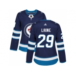 Women Adidas Winnipeg Jets #29 Patrik Laine Navy Blue Home Authentic Stitched NHL Jersey