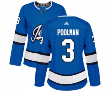 Women Adidas Winnipeg Jets #3 Tucker Poolman Authentic Blue Alternate NHL Jersey