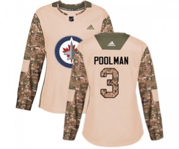 Women Adidas Winnipeg Jets #3 Tucker Poolman Authentic Camo Veterans Day Practice NHL Jersey