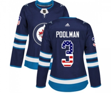 Women Adidas Winnipeg Jets #3 Tucker Poolman Authentic Navy Blue USA Flag Fashion NHL Jersey