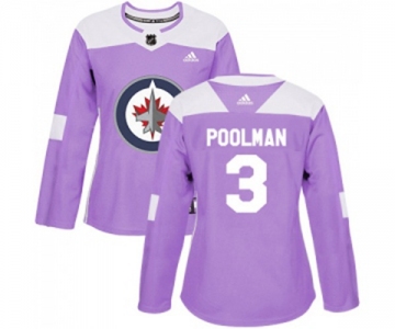 Women Adidas Winnipeg Jets #3 Tucker Poolman Authentic Purple Fights Cancer Practice NHL Jersey