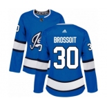 Women Adidas Winnipeg Jets #30 Laurent Brossoit Authentic Blue Alternate NHL Jersey