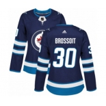 Women Adidas Winnipeg Jets #30 Laurent Brossoit Authentic Navy Blue Home NHL Jersey