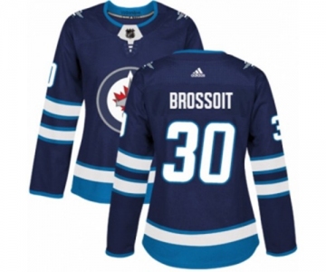 Women Adidas Winnipeg Jets #30 Laurent Brossoit Authentic Navy Blue Home NHL Jersey