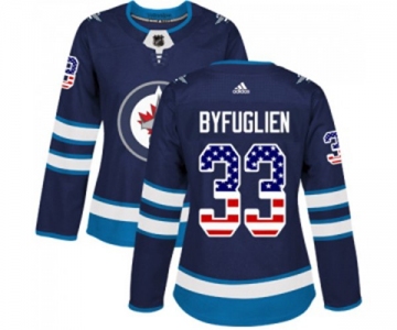 Women Adidas Winnipeg Jets #33 Dustin Byfuglien Authentic Navy Blue USA Flag Fashion NHL Jersey