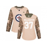 Women Adidas Winnipeg Jets #37 Connor Hellebuyck Camo Authentic 2017 Veterans Day Stitched NHL Jersey