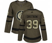 Women Adidas Winnipeg Jets #39 Tobias Enstrom Authentic Green Salute to Service NHL Jersey