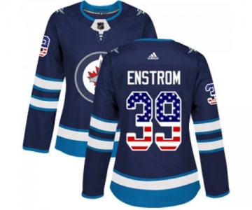 Women Adidas Winnipeg Jets #39 Tobias Enstrom Authentic Navy Blue USA Flag Fashion NHL Jersey