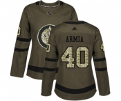 Women Adidas Winnipeg Jets #40 Joel Armia Authentic Green Salute to Service NHL Jersey