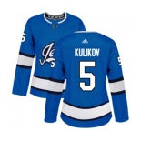 Women Adidas Winnipeg Jets #5 Dmitry Kulikov Authentic Blue Alternate NHL Jersey