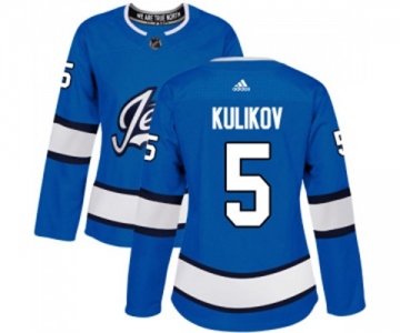 Women Adidas Winnipeg Jets #5 Dmitry Kulikov Authentic Blue Alternate NHL Jersey