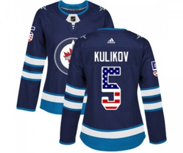 Women Adidas Winnipeg Jets #5 Dmitry Kulikov Authentic Navy Blue USA Flag Fashion NHL Jersey