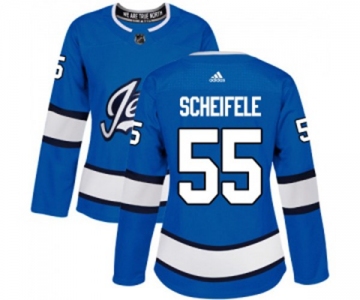 Women Adidas Winnipeg Jets #55 Mark Scheifele Authentic Blue Alternate NHL Jersey