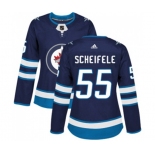 Women Adidas Winnipeg Jets #55 Mark Scheifele Authentic Navy Blue Home NHL Jersey