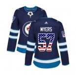 Women Adidas Winnipeg Jets #57 Tyler Myers Authentic Navy Blue USA Flag Fashion NHL Jersey