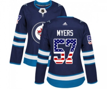 Women Adidas Winnipeg Jets #57 Tyler Myers Authentic Navy Blue USA Flag Fashion NHL Jersey