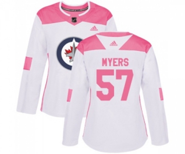 Women Adidas Winnipeg Jets #57 Tyler Myers Authentic White Pink Fashion NHL Jersey