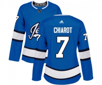 Women Adidas Winnipeg Jets #7 Ben Chiarot Authentic Blue Alternate NHL Jersey