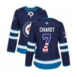 Women Adidas Winnipeg Jets #7 Ben Chiarot Authentic Navy Blue USA Flag Fashion NHL Jersey