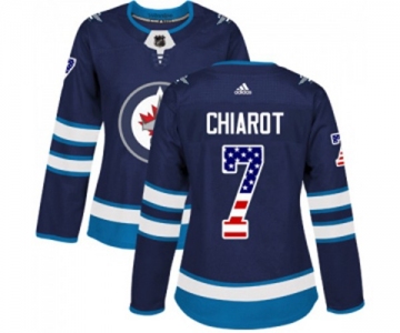 Women Adidas Winnipeg Jets #7 Ben Chiarot Authentic Navy Blue USA Flag Fashion NHL Jersey