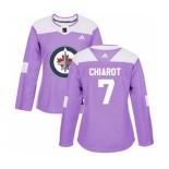 Women Adidas Winnipeg Jets #7 Ben Chiarot Authentic Purple Fights Cancer Practice NHL Jersey