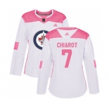 Women Adidas Winnipeg Jets #7 Ben Chiarot Authentic White Pink Fashion NHL Jersey