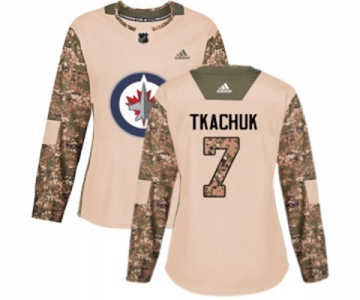 Women Adidas Winnipeg Jets #7 Keith Tkachuk Authentic Camo Veterans Day Practice NHL Jersey